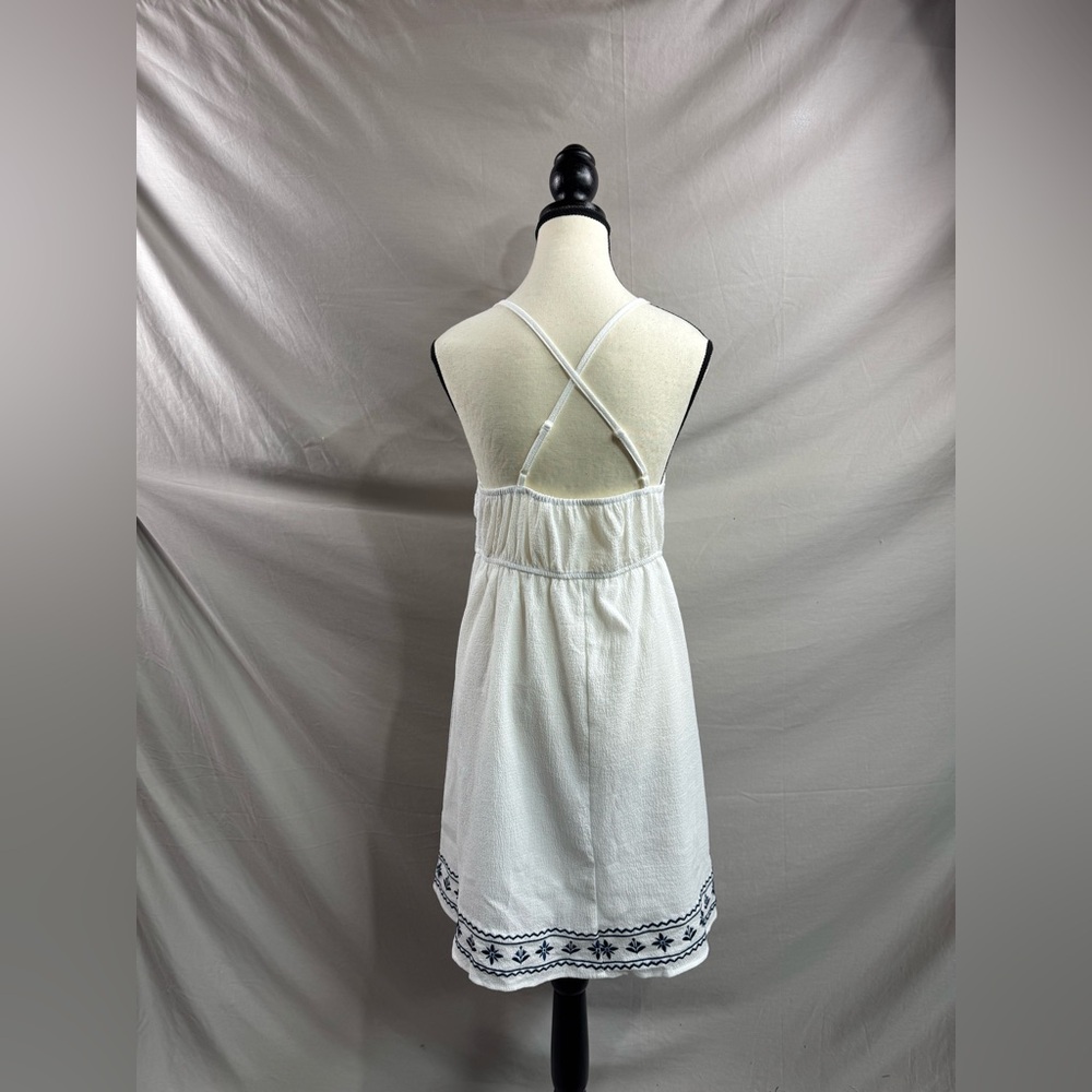 Boho Floral Embroidered Edge Criss Cross Back Dress White - Picture 8 of 8